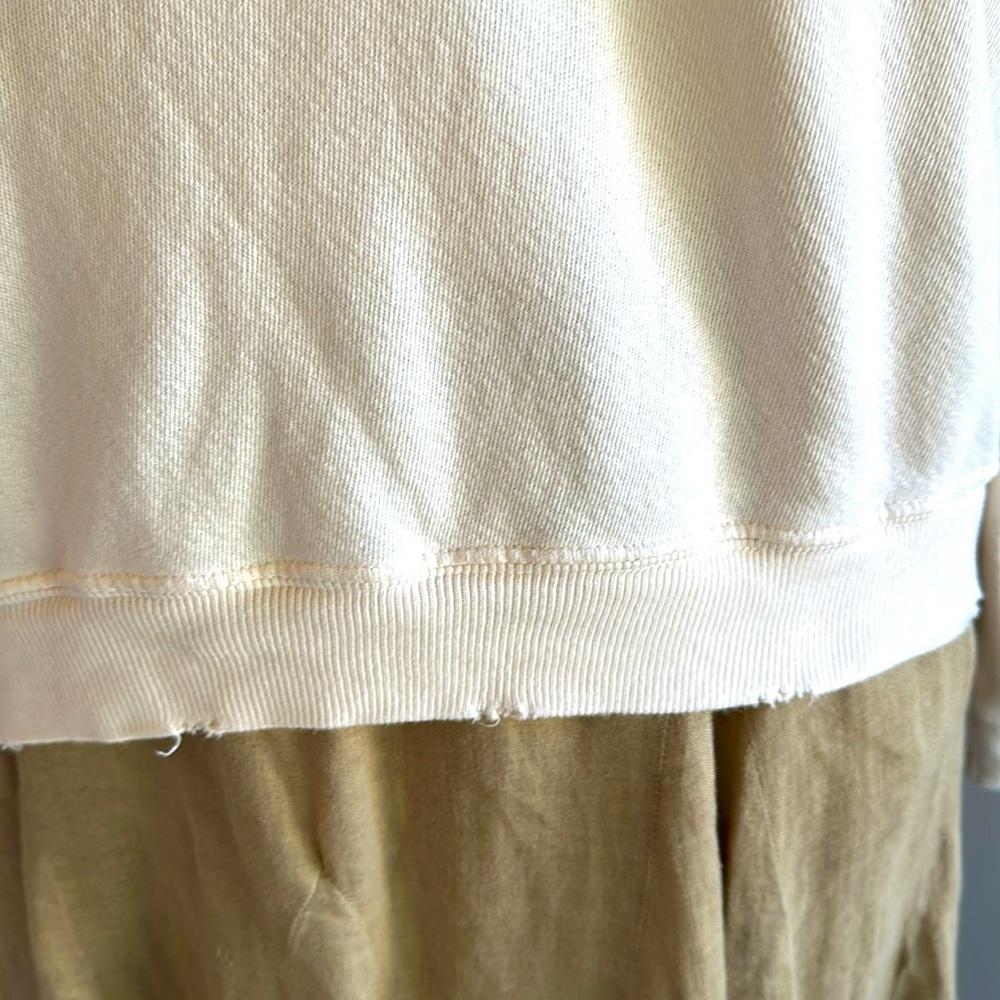 THE GREAT Distressed Sweatshirt with Studded Fancy Sleeves. Cozy 100% Cotton - Picture 7 of 8